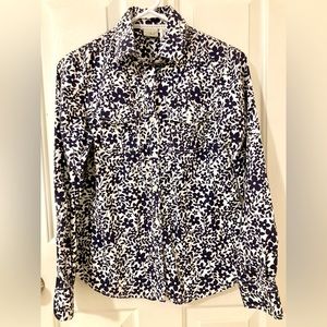 L.L. Bean Navy & White Floral shirt XS